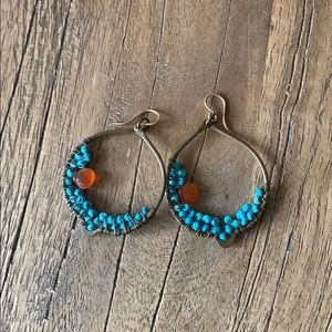 Fun blue and orange earrings from Austin boutique